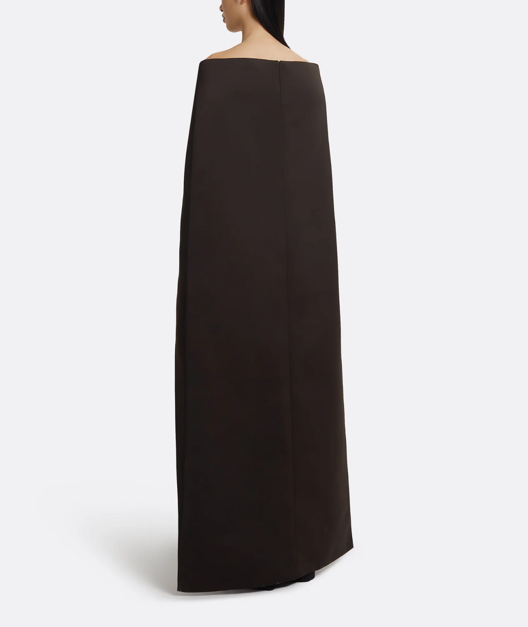 strapless jumpsuit with satin cape overlay – FALEIN