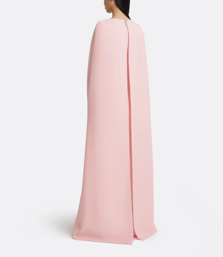 cape-sleeve gown with floral appliqué – AMEIRA