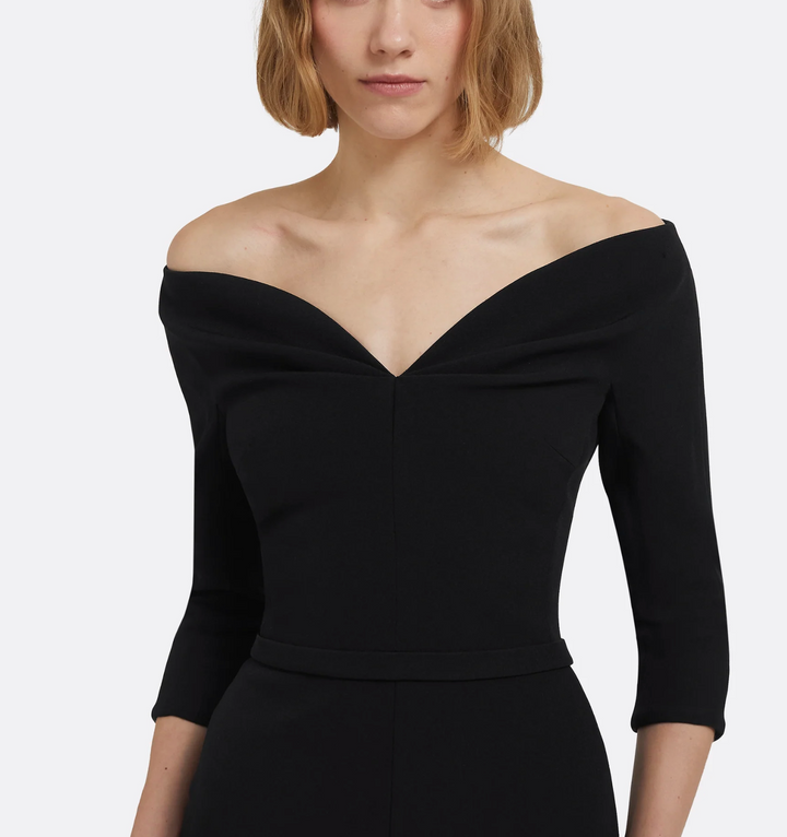 off-shoulder midi dress with three-quarter sleeves – VIVIENNE