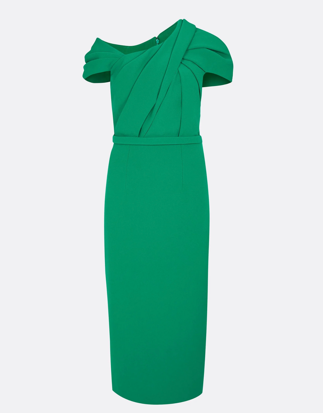 فستان قلم رصاص مكشوف الكتفين مع صد مطوي – زيلة
