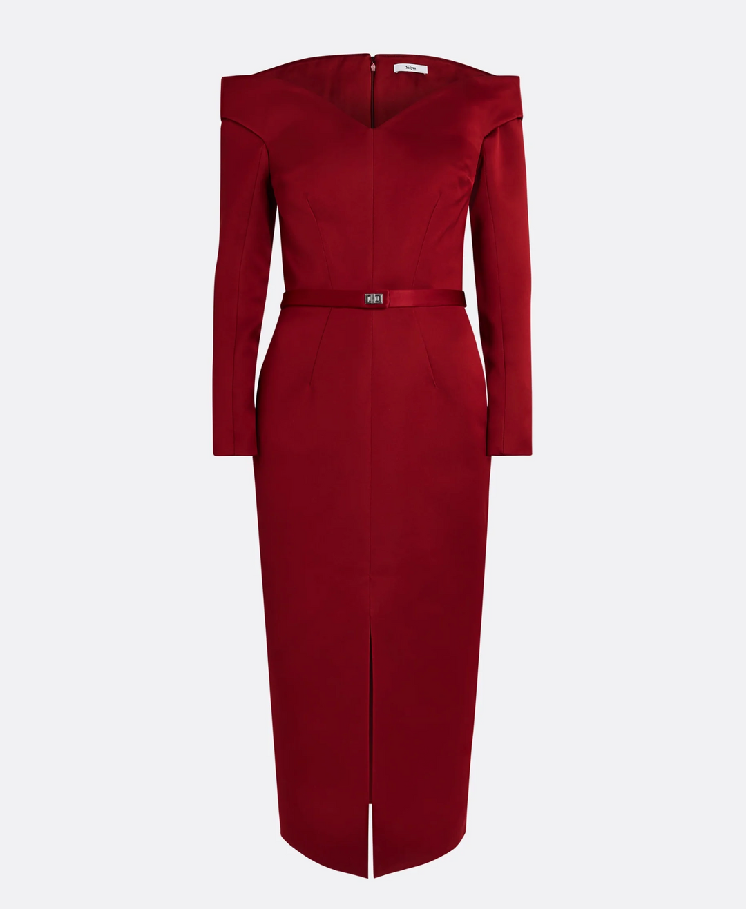 off-shoulder pencil dress with slit – SCARLET