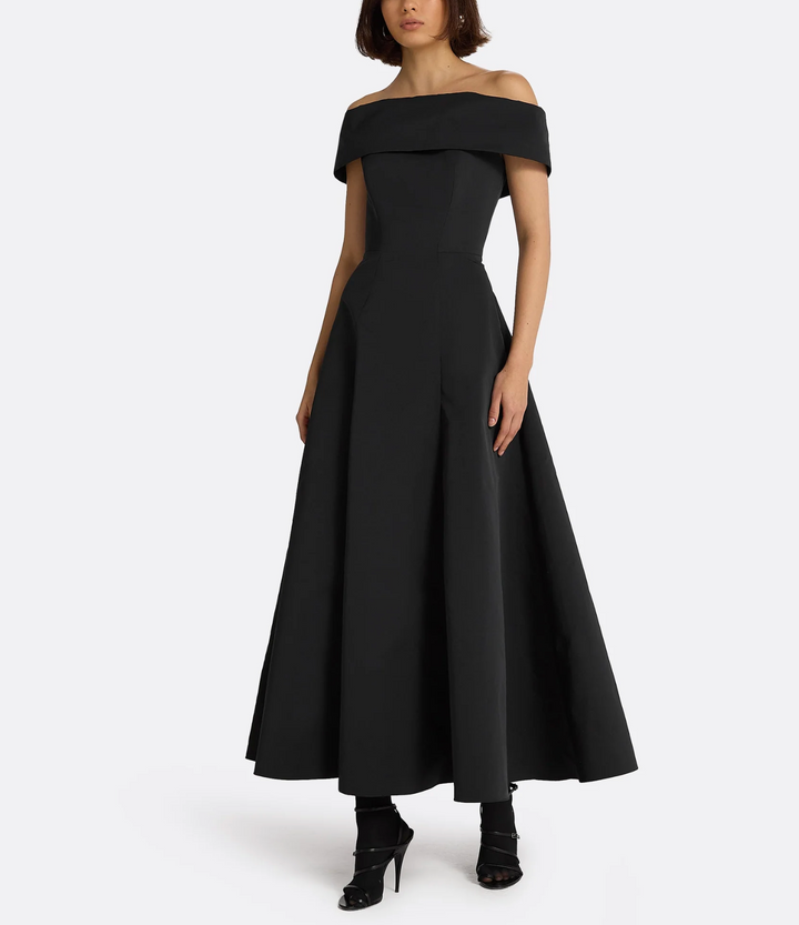 off-shoulder A-line gown – MIDNIGHT