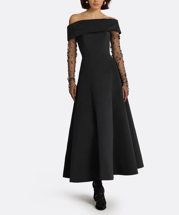 off-shoulder A-line gown – MIDNIGHT