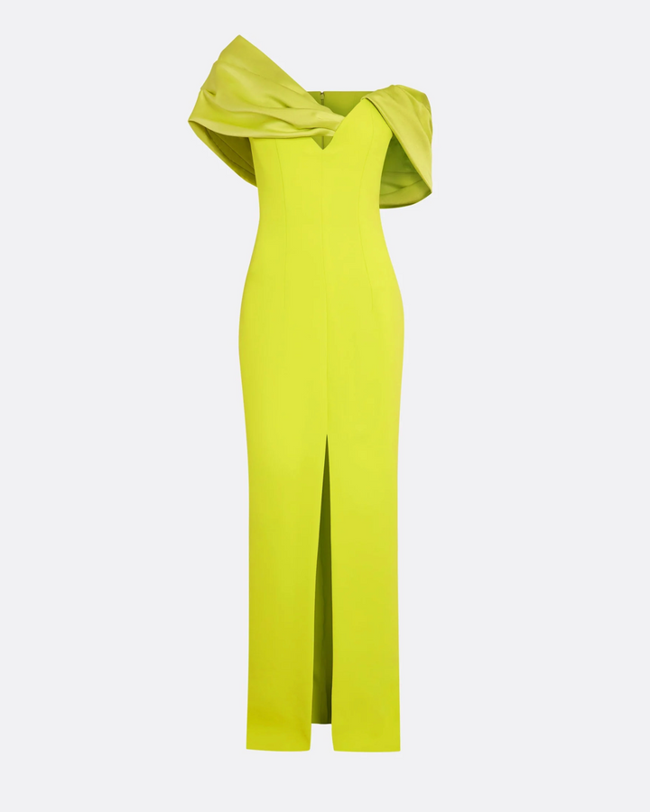 off-shoulder draped gown with slit – LUMIEN