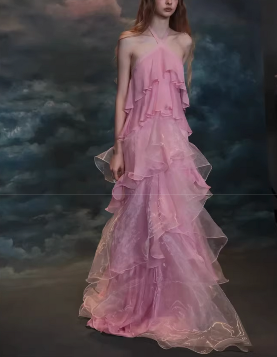 Haut à manches évasées plissées et ensemble jupe longue avec ceinture à la taille – Rosiny 