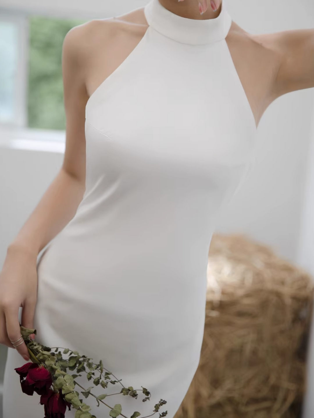 Plissiertes Oberteil mit ausgestellten Ärmeln und Maxirock-Set mit Taillengürtel – Rosiny 