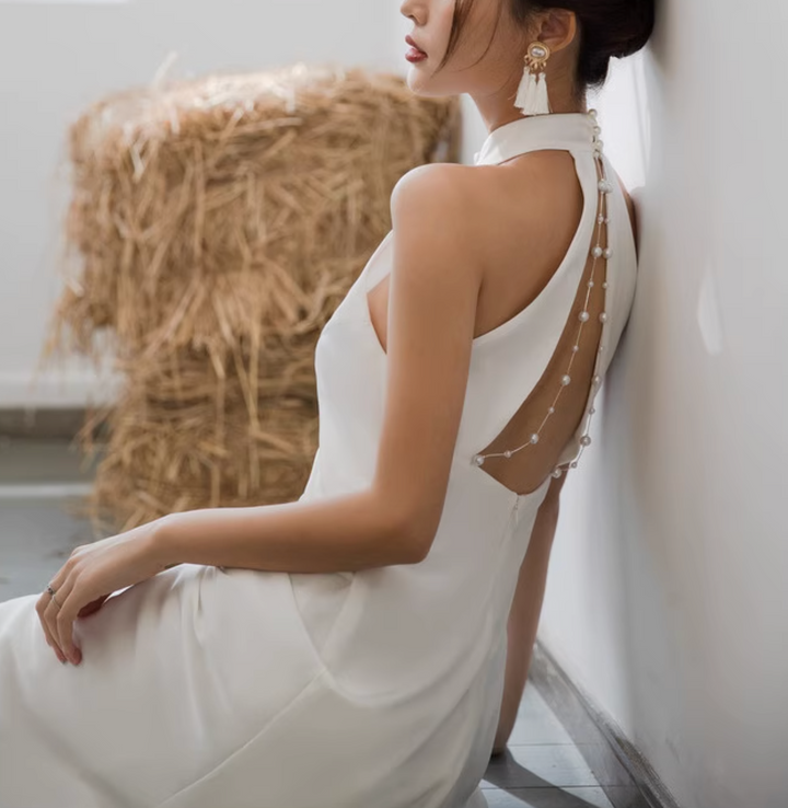 Plissiertes Oberteil mit ausgestellten Ärmeln und Maxirock-Set mit Taillengürtel – Rosiny 