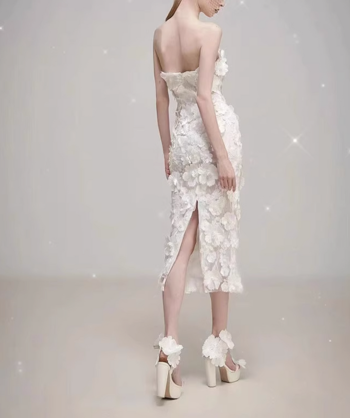فستان مزين بالزهور مع ذيل شفاف – دارين