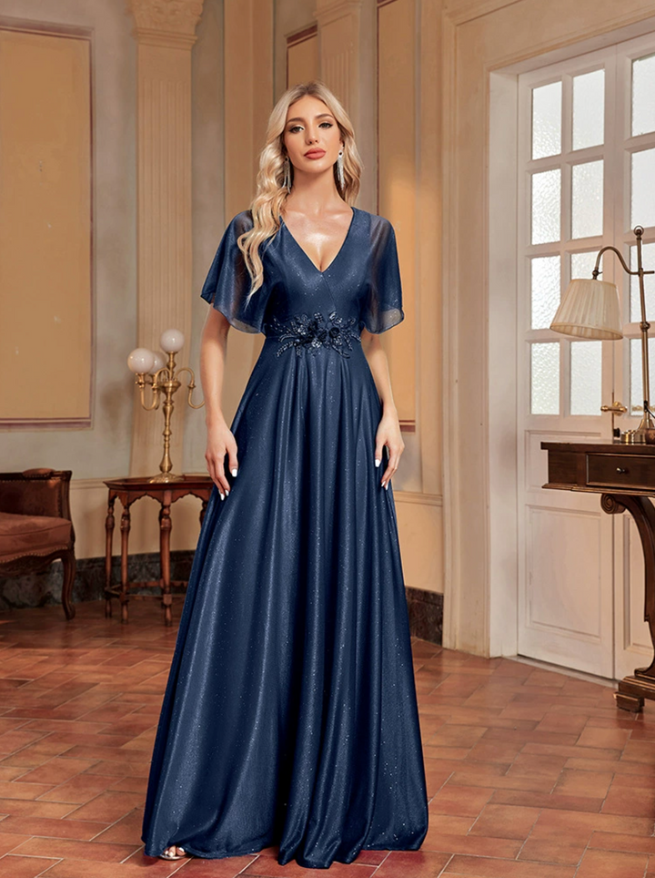 Geplooide top met uitlopende mouwen en maxi-rok set met tailleband – Rosiny 