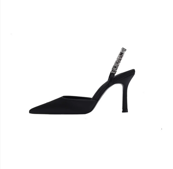 pointed-toe slingback heels with crystal tip – VERA