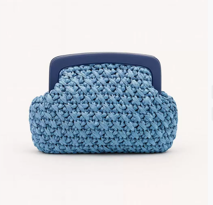 geweven rieten draagtas met dubbele leren handvatten – LÉONIE 