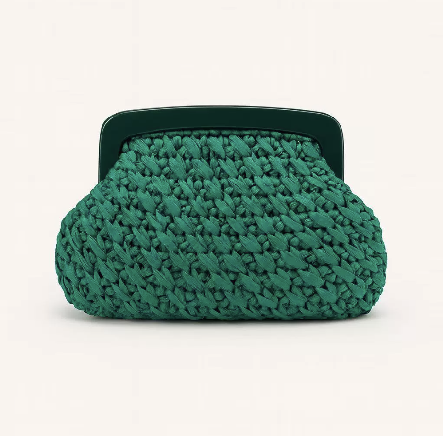 geweven rieten draagtas met dubbele leren handvatten – LÉONIE 