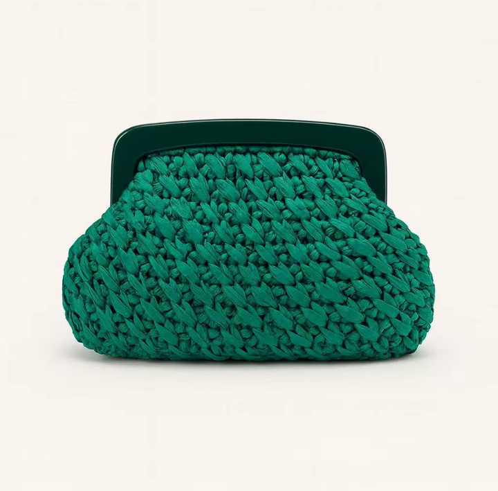 geweven rieten draagtas met dubbele leren handvatten – LÉONIE 