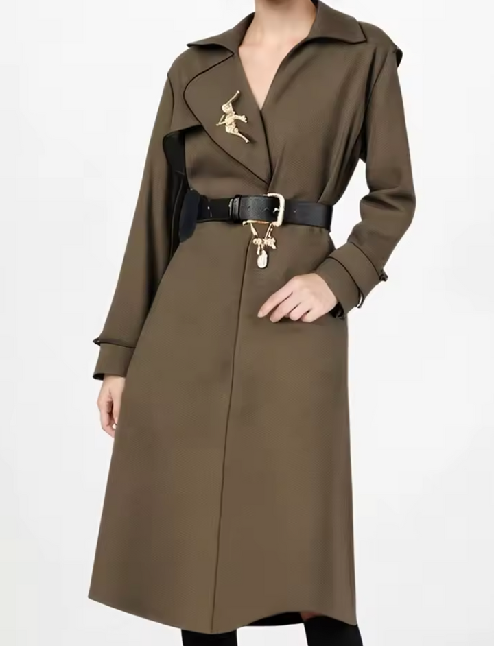 Geplooide top met uitlopende mouwen en maxi-rok set met tailleband – Rosiny 