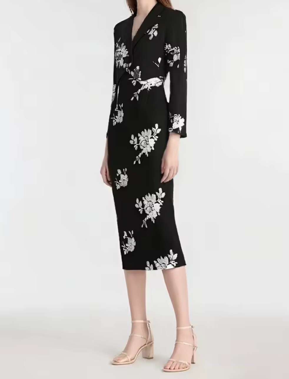 floral sequin blazer dress with lace hem – SCARLET ROSE