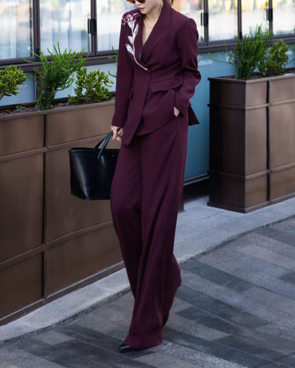embroidered tailored suit with wide-leg trousers – MARSELLE