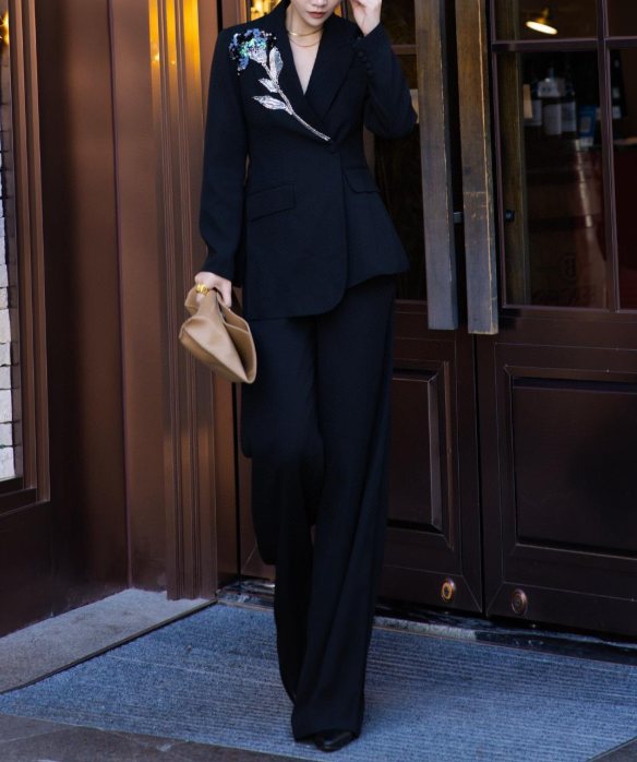 embroidered tailored suit with wide-leg trousers – MARSELLE