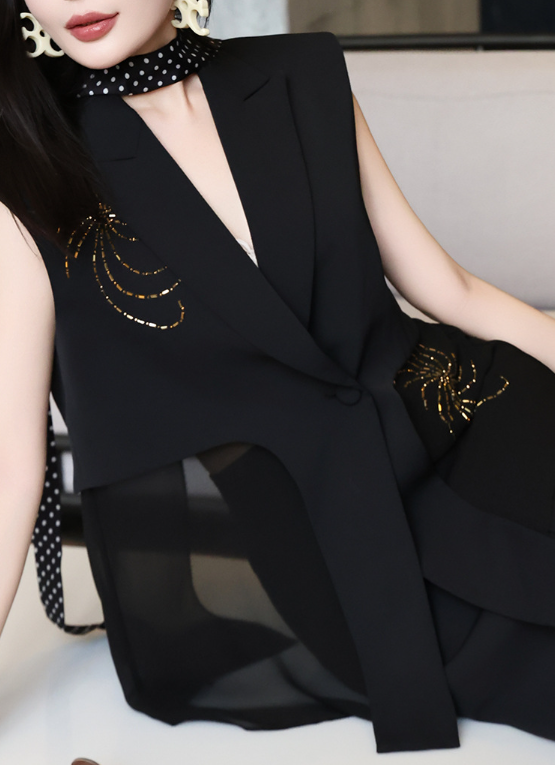 sleeveless tailored set with embellished vest – GRACE