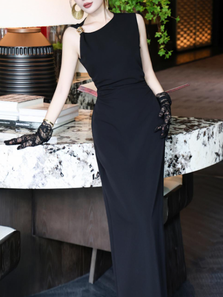 structured cape-shoulder dress with jeweled accents – MAISON