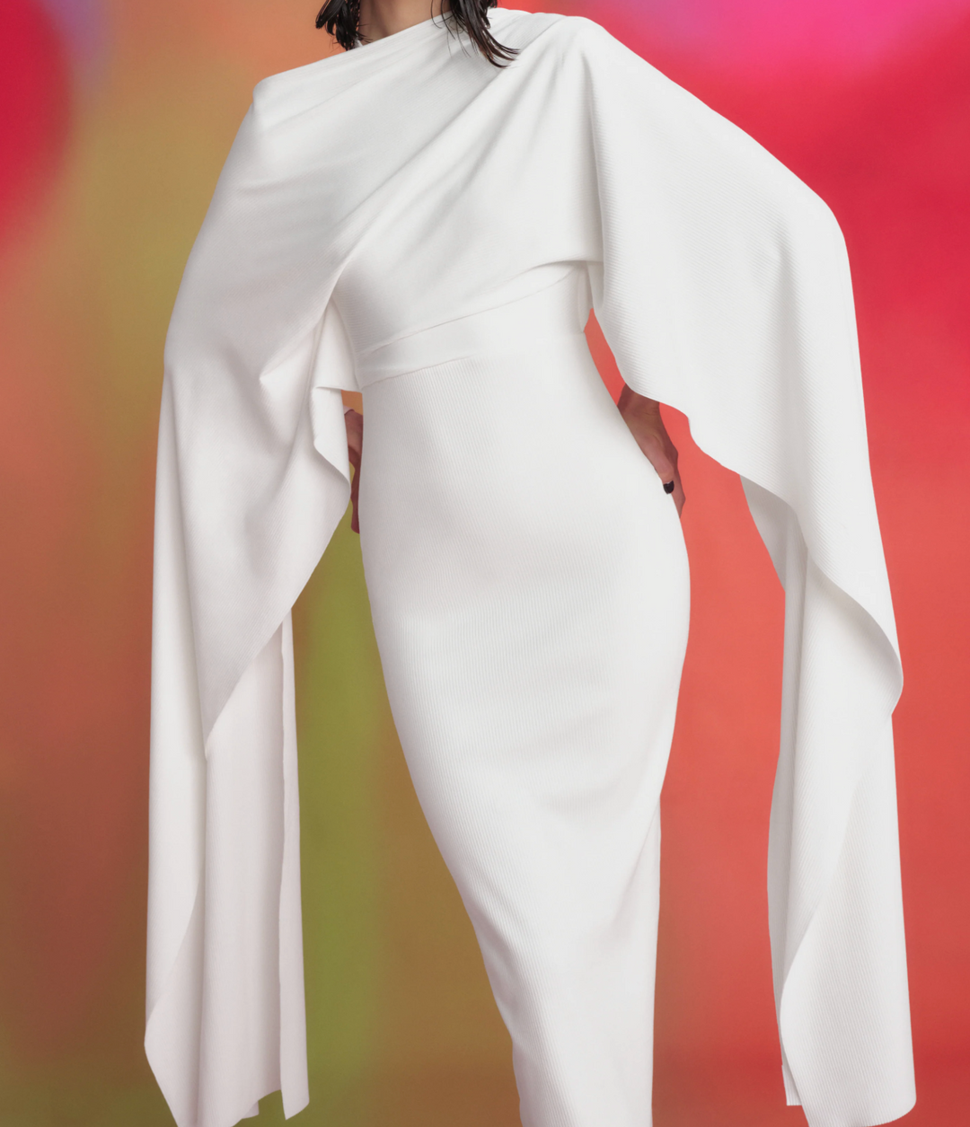 فستان ميدي بأكمام غير متماثلة وقصة غير متماثلة - بلوسوم