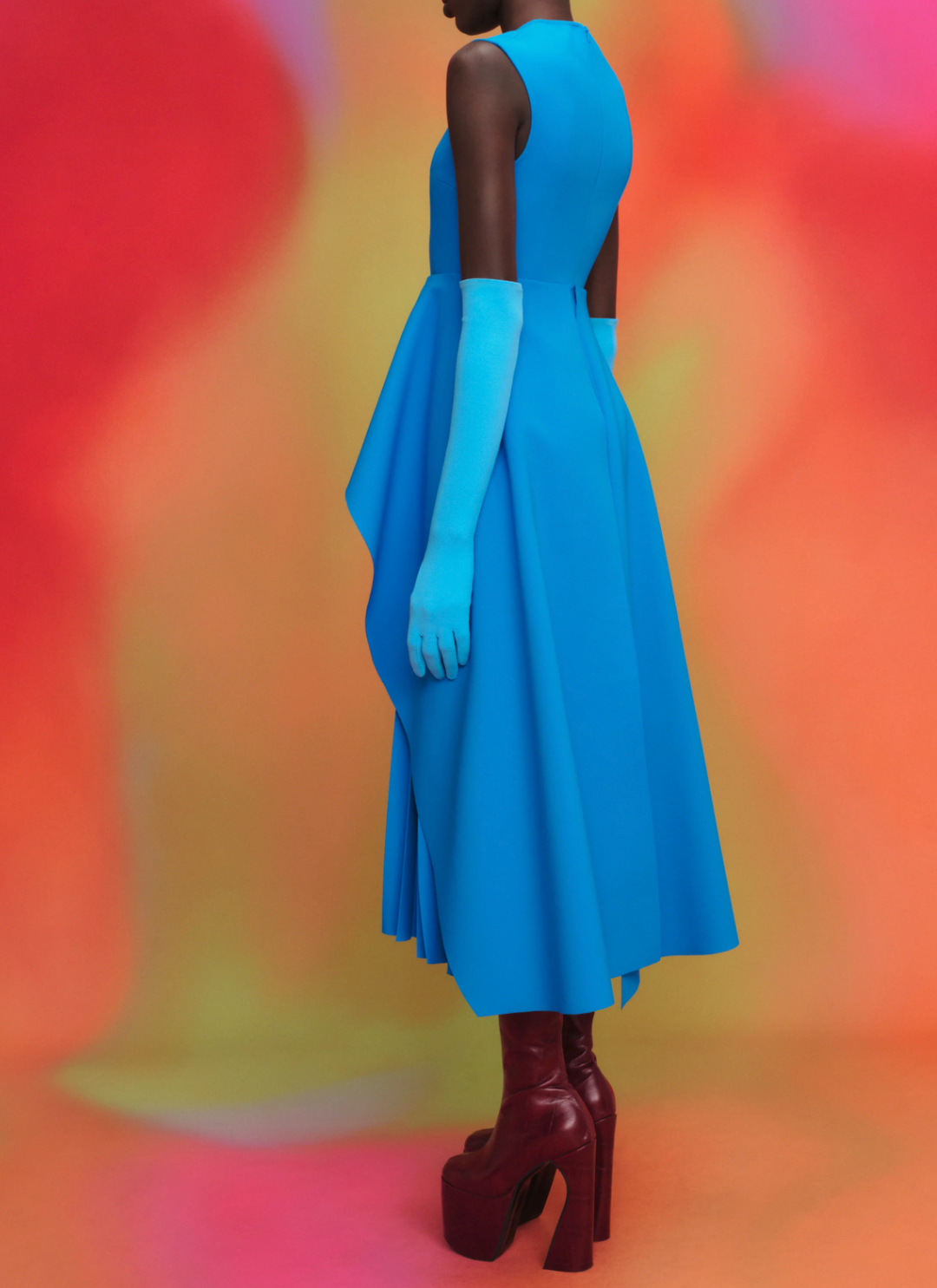 sleeveless peplum dress with layered pleated skirt – MARIGOLD