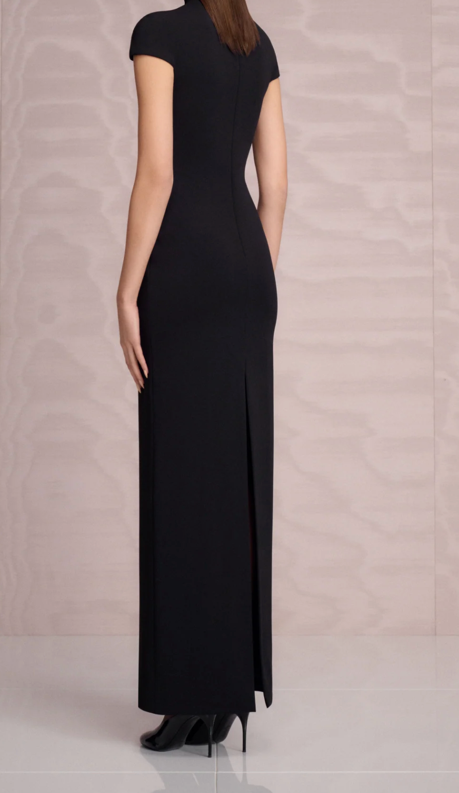 high-neck fitted column gown – CRIMSONP