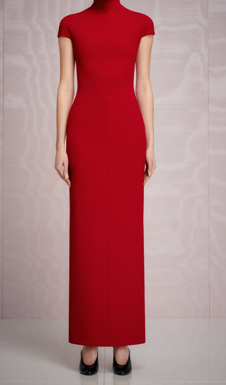 high-neck fitted column gown – CRIMSONP