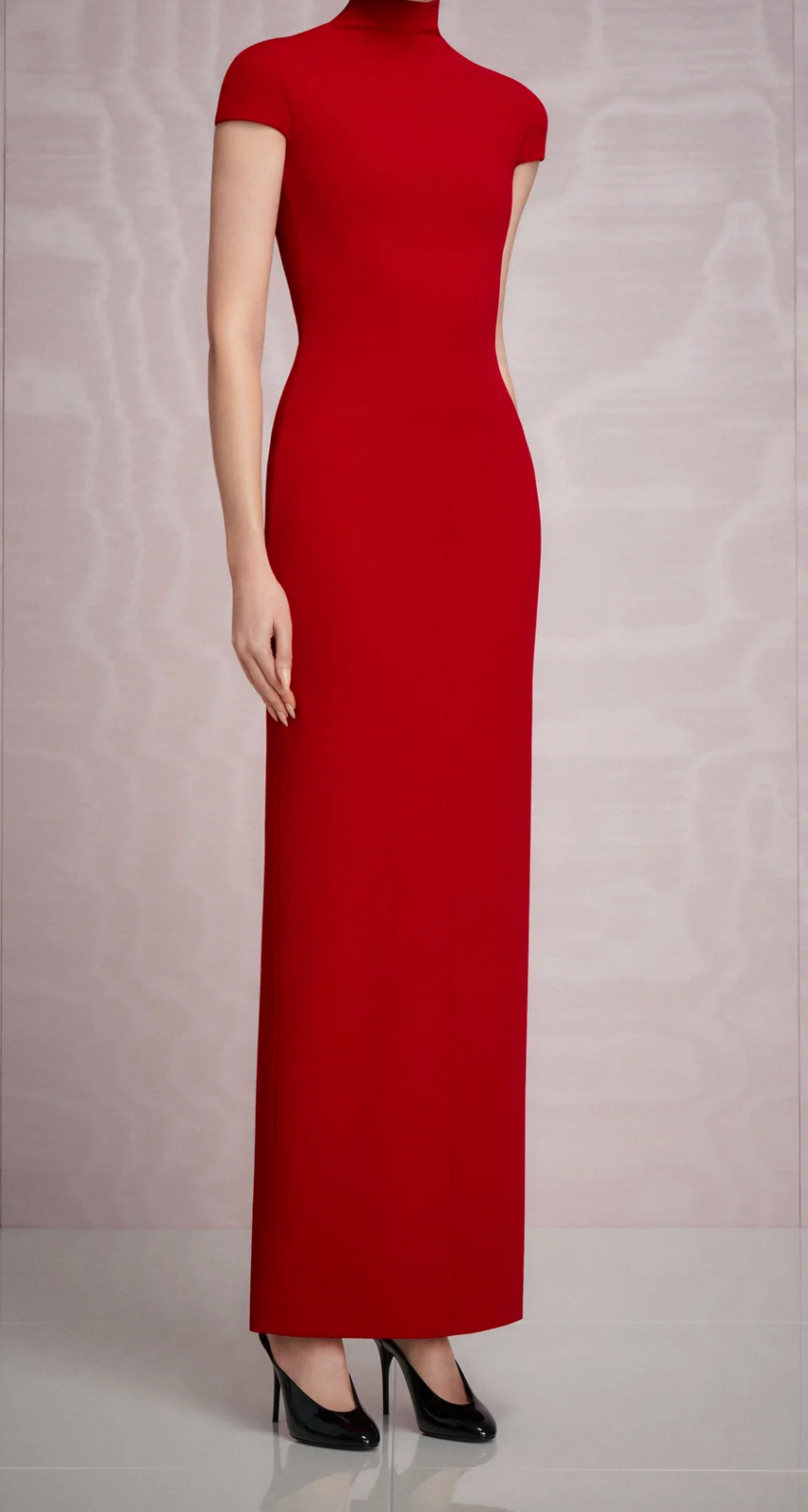 high-neck fitted column gown – CRIMSONP
