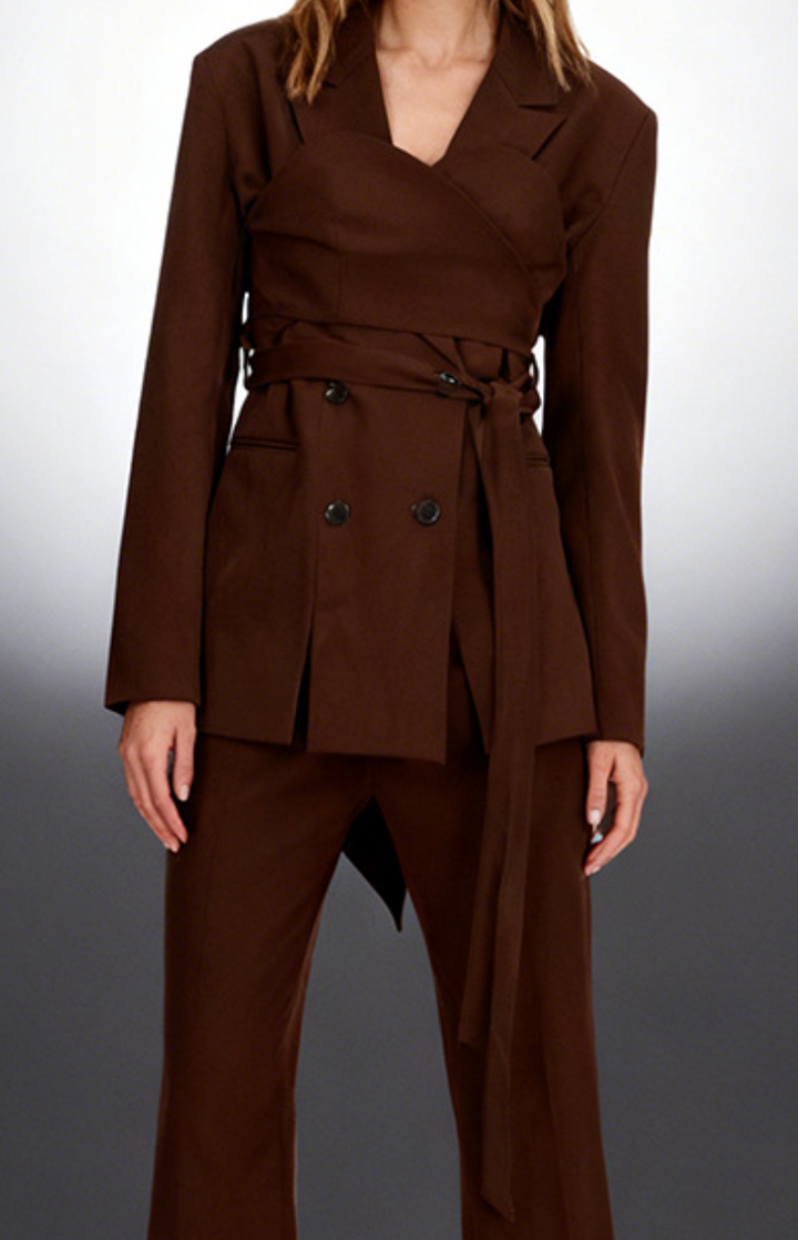 structured wrap blazer with corset seams – COCOA