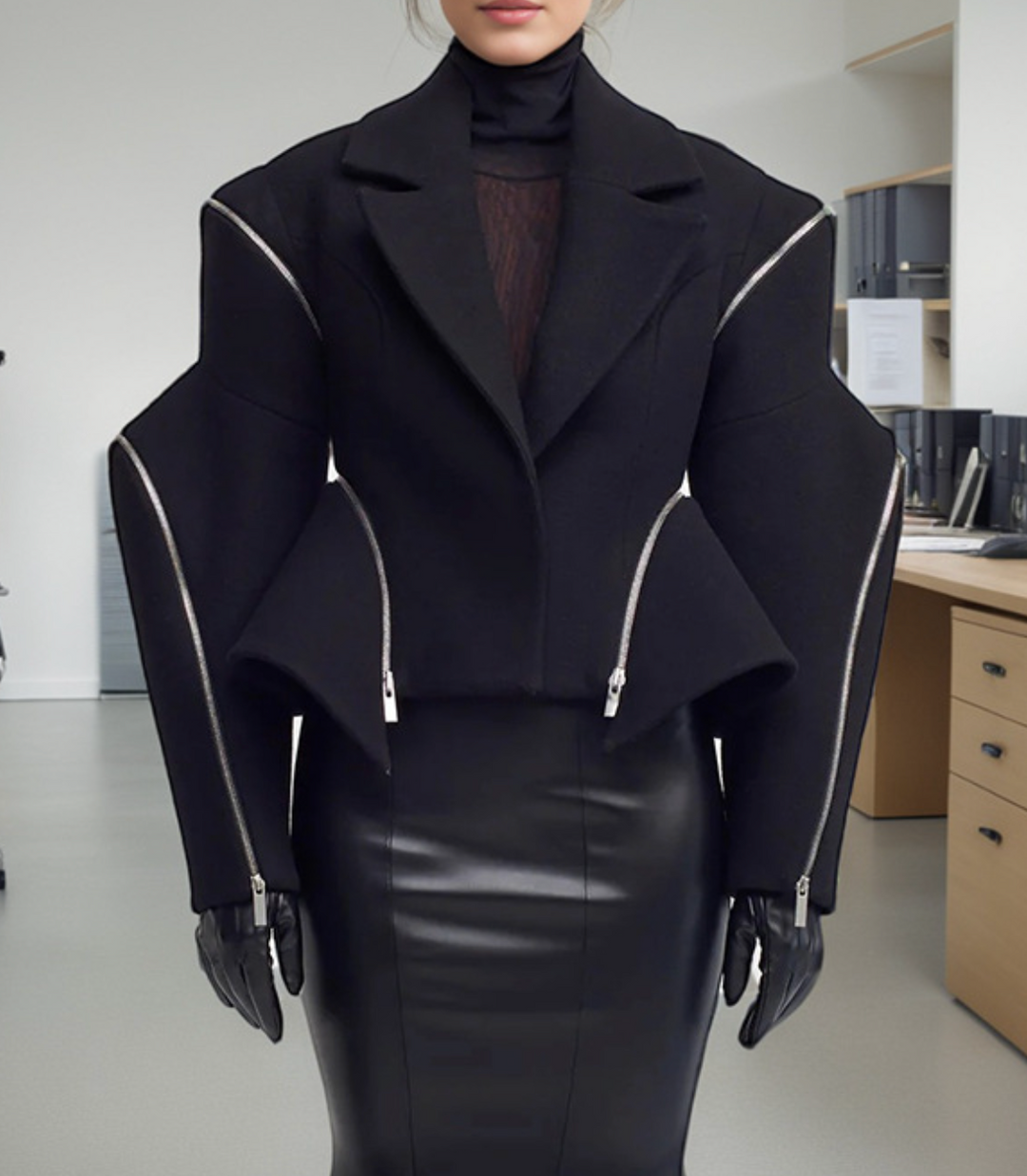 Structured zip-detail sculpted jacket – VERA