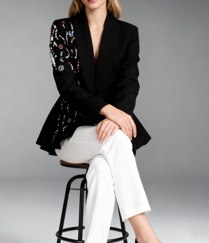 Embellished asymmetric tailored blazer – AURORA