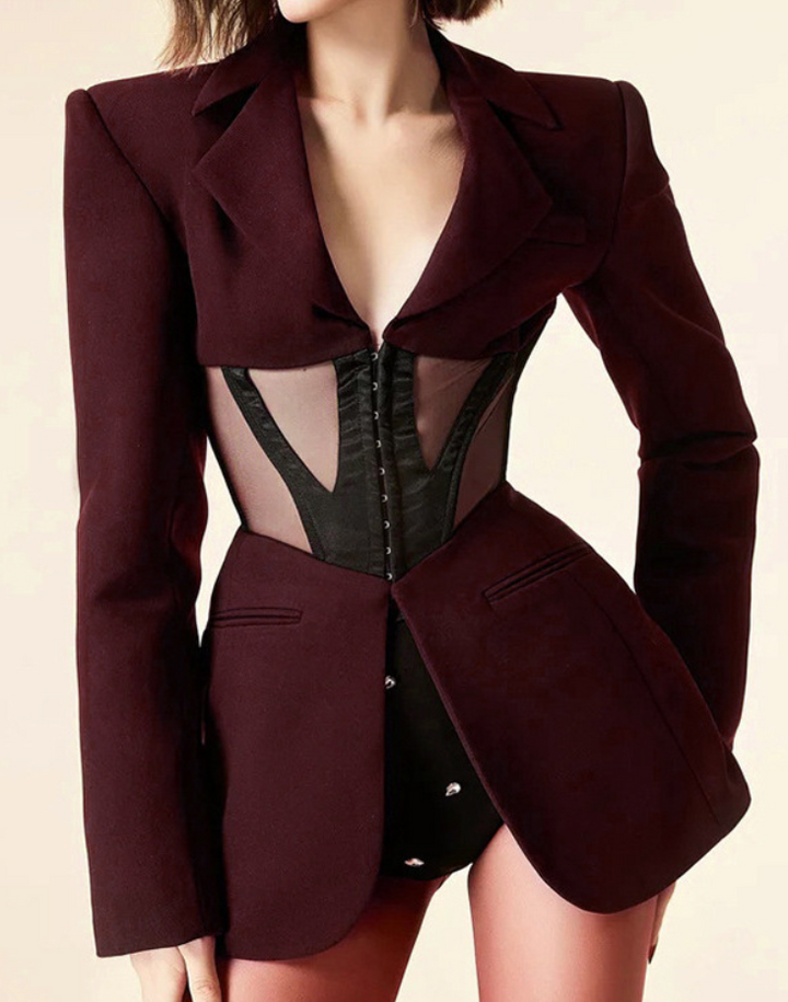 structured blazer with mesh corset panels – VELORA