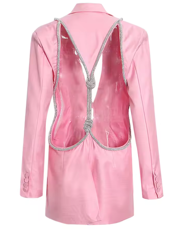 blazer mini dress with crystal side cutouts – NOIR