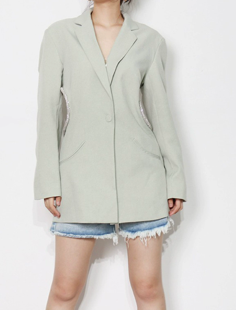 blazer mini dress with crystal side cutouts – NOIR