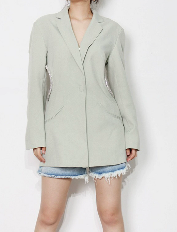 blazer mini dress with crystal side cutouts – NOIR