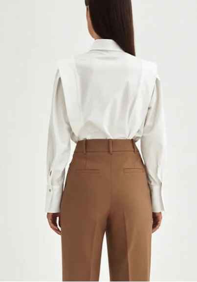 structured asymmetric shirt with deep V placket – NOIRÉ