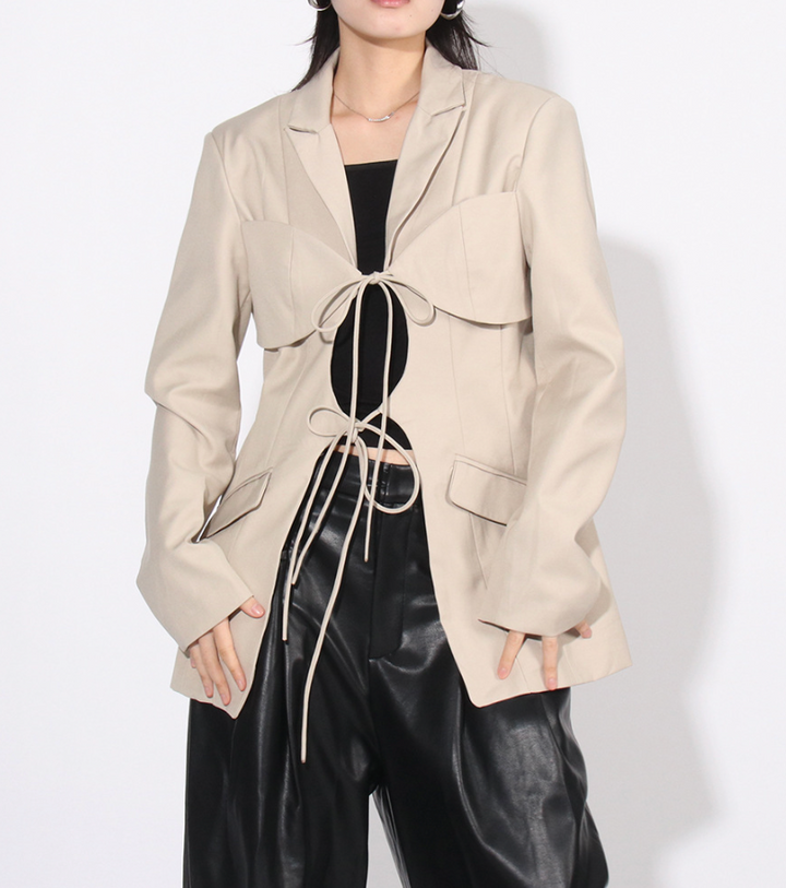 structured blazer with corset tie-front detail – SIENNA