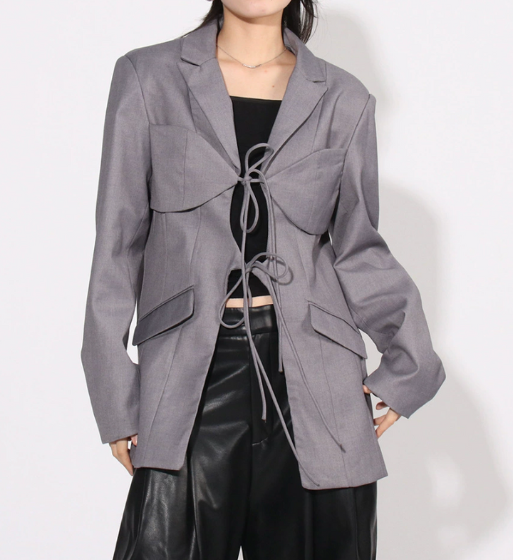 structured blazer with corset tie-front detail – SIENNA