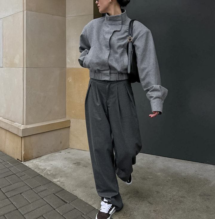 high-neck sculpted top with tailored slit skirt – MARISE