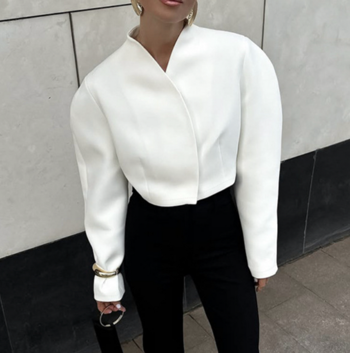 structured cropped jacket with sculpted sleeves – LAVIN