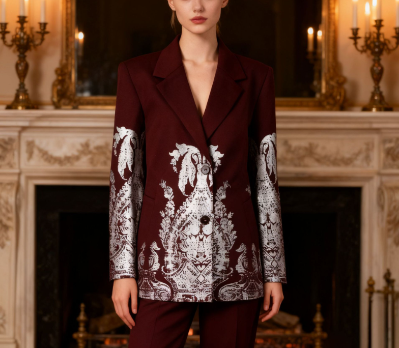 بدلة مصممة خصيصًا بأزرار ذهبية – مارون