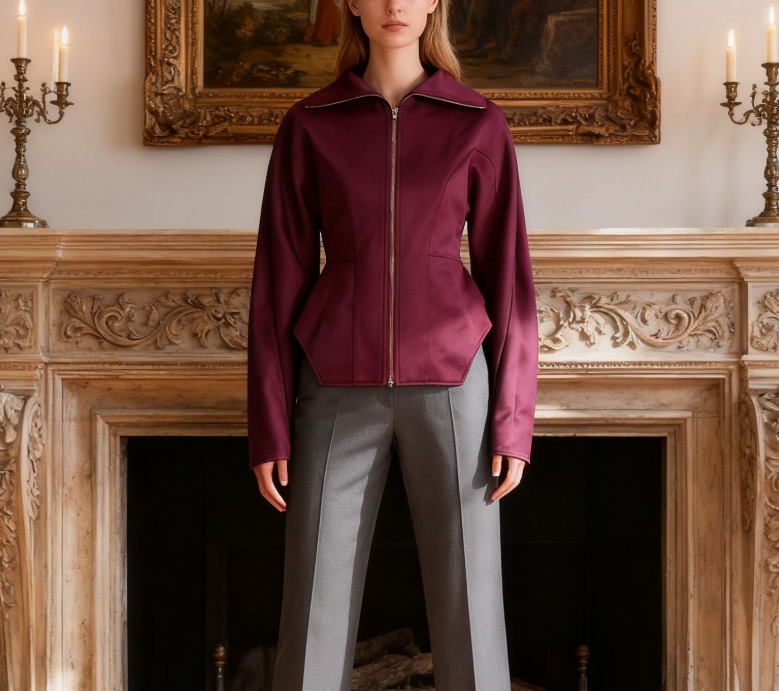 structured zip-up jacket with sculpted seams – PLUM