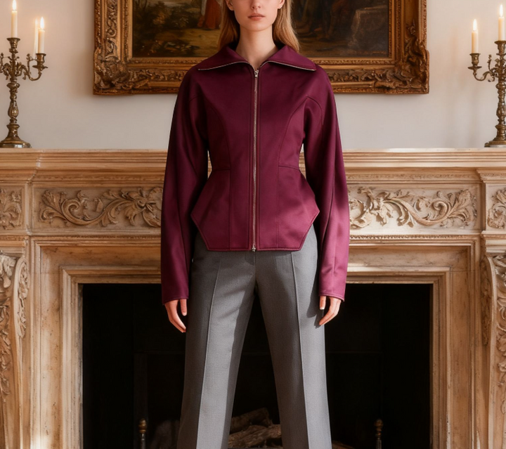 structured zip-up jacket with sculpted seams – PLUM
