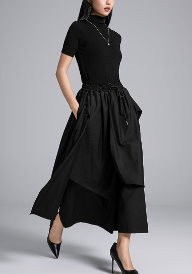 layered wrap midi skirt with drawstring waist – KARIM