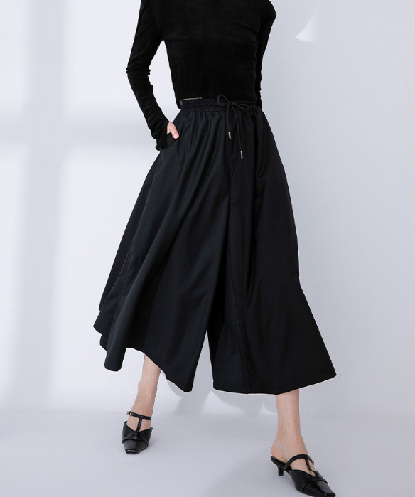 wide-leg culotte skirt with drawstring waist – KHALED