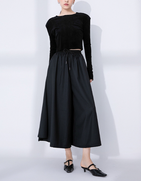 wide-leg culotte skirt with drawstring waist – KHALED