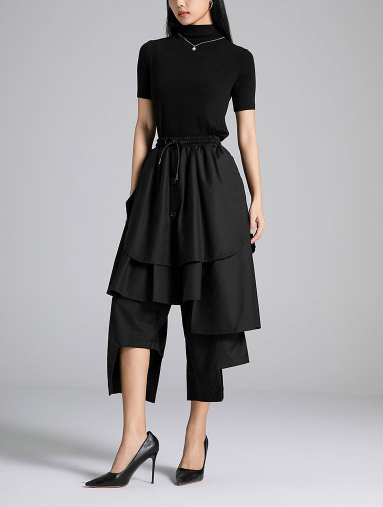 layered midi skirt with asymmetrical panels – SHS
