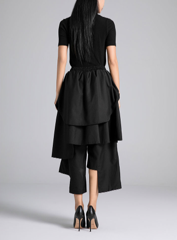 layered midi skirt with asymmetrical panels – SHS