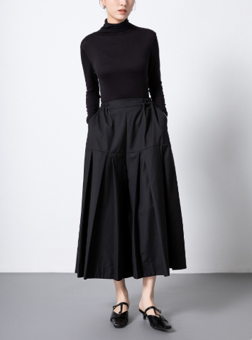 pleated A-line midi skirt with elastic waist – ELSAYED