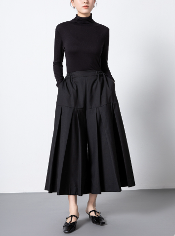 pleated A-line midi skirt with elastic waist – ELSAYED